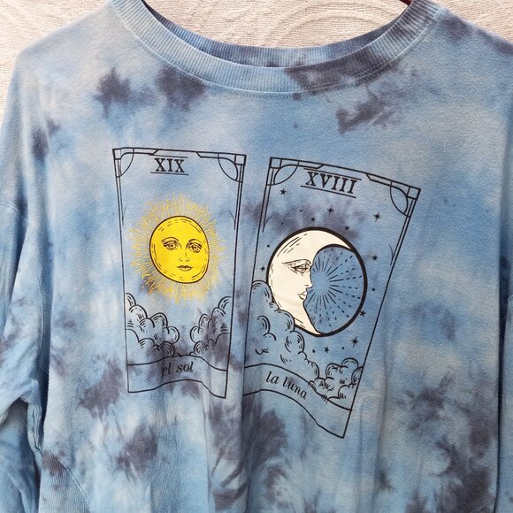 Tie Dye Sun Moon Tarot Card Graphic Long Sleeved T-Shirt XL (T-369) - Picture 5 of 11